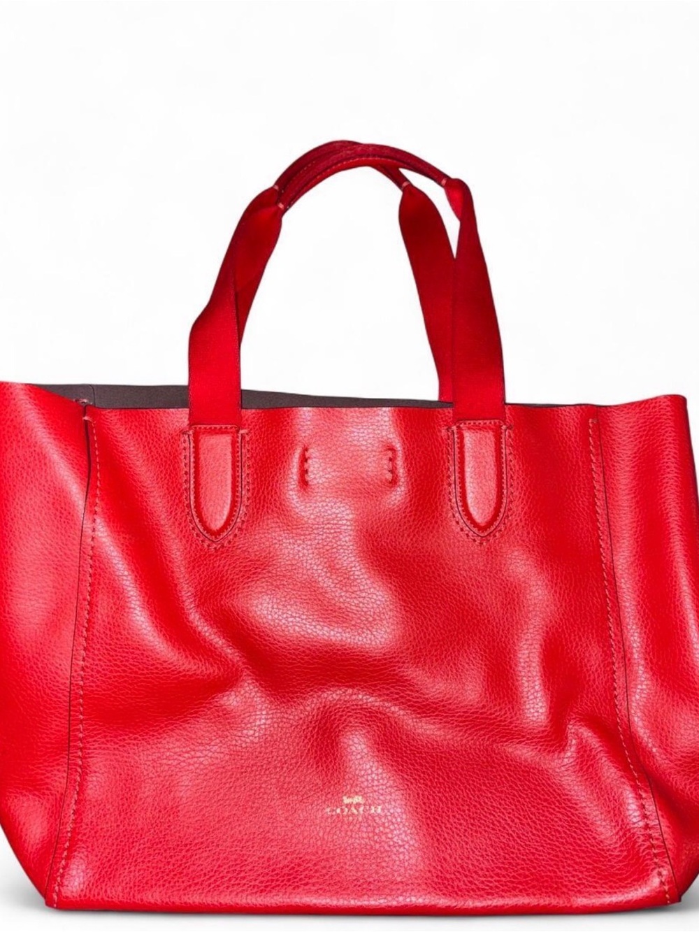 Coach Red Leather Tote Bag